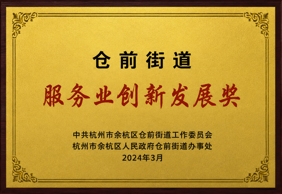 余杭区仓前街道服务创新发展奖